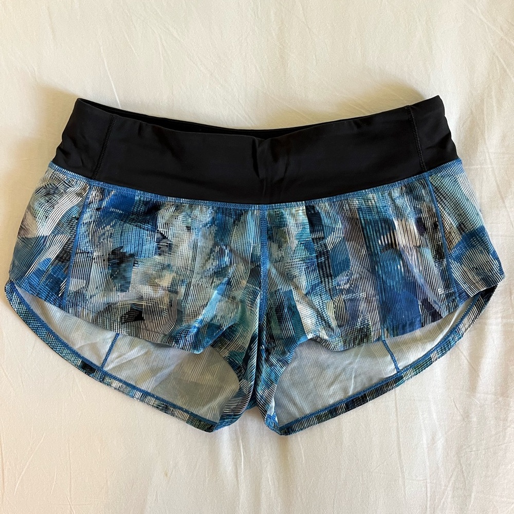 Lululemon Speed Up Shorts 2.5” Lined Sun Dazed Multi Blue/Black